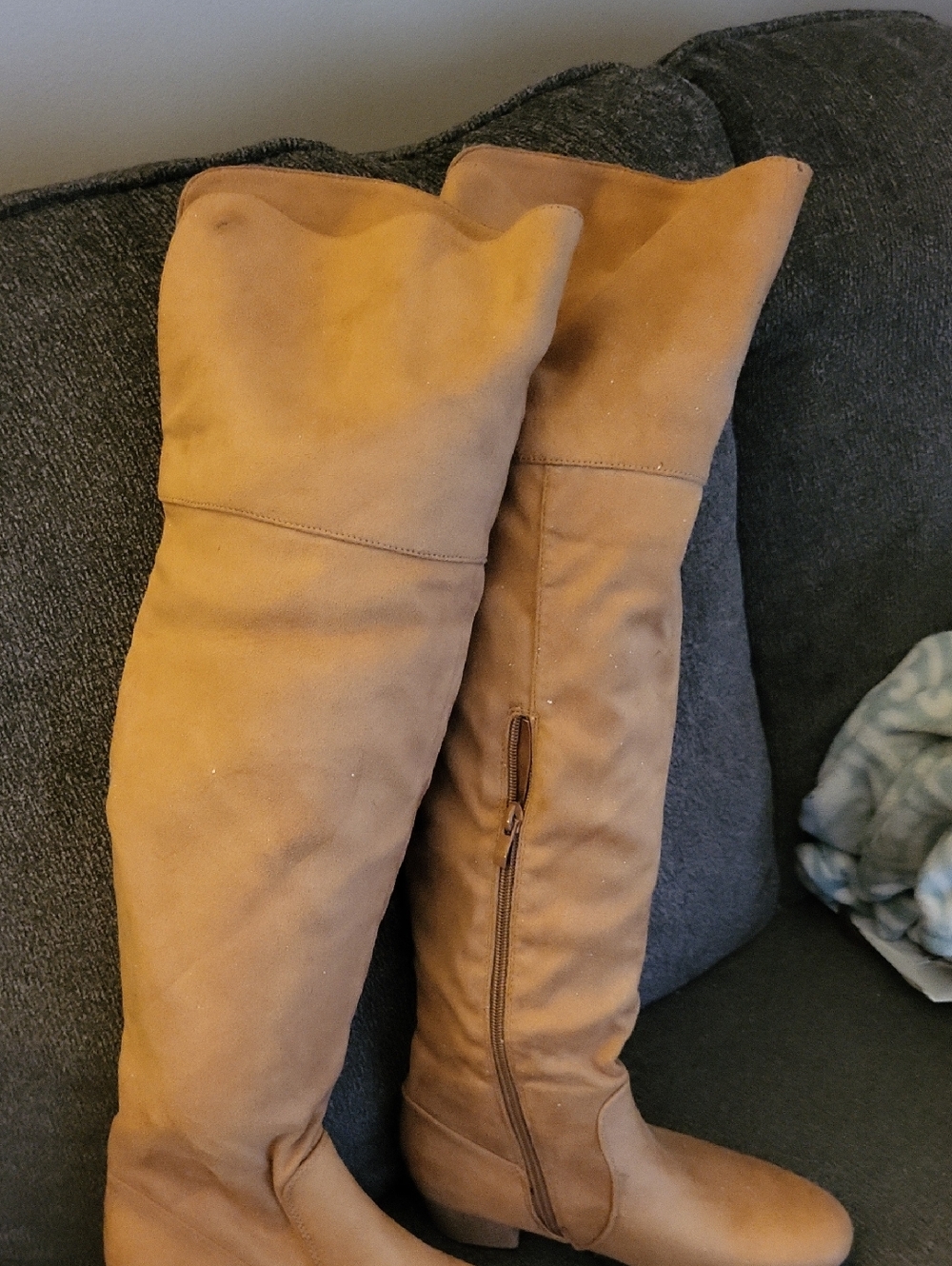 Tall Tan Suede Over-the-Knee Boots, Size7